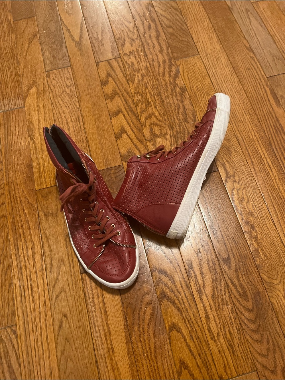 Rebecca Minkoff Red Perforated High-Top Sneakers